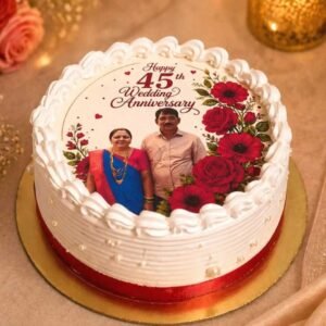 emerald-red-rose-45th-wedding-anniversary-photo-cake