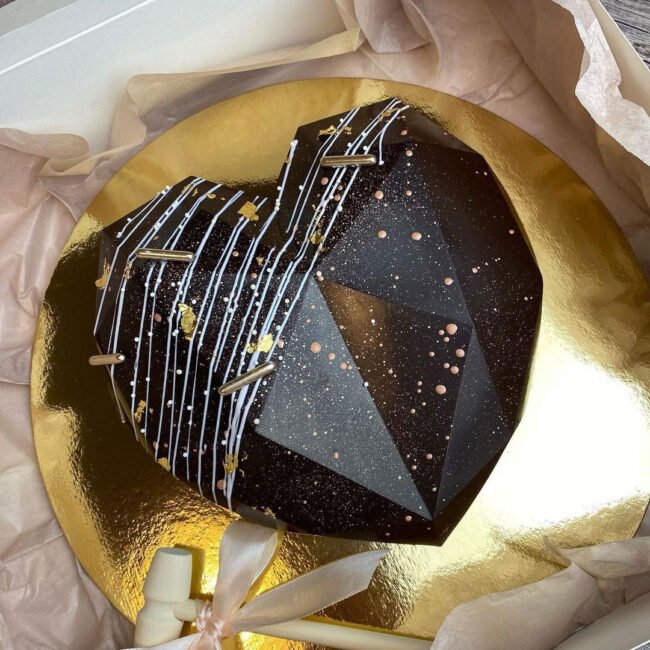 Geometric heart pinata cake