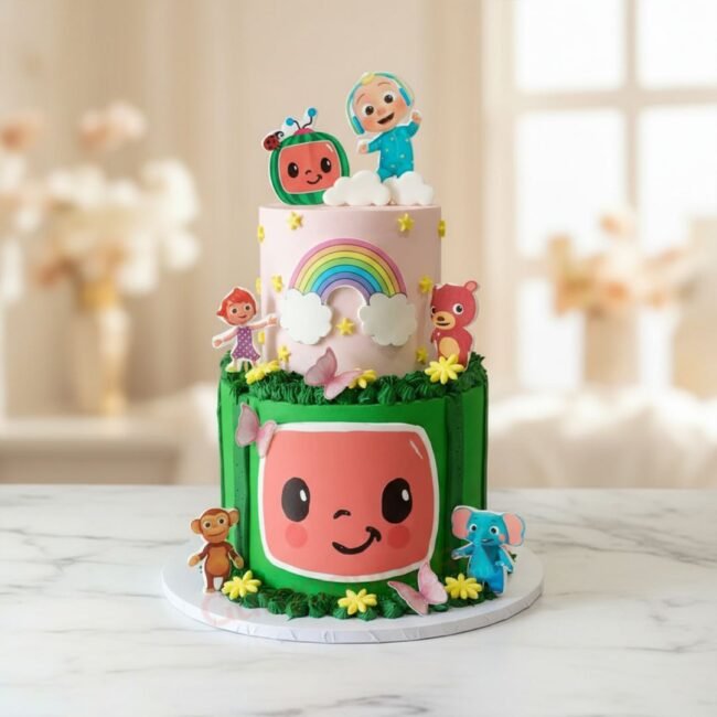 beautiful-rainbow-cocomelon-2-tier-cake