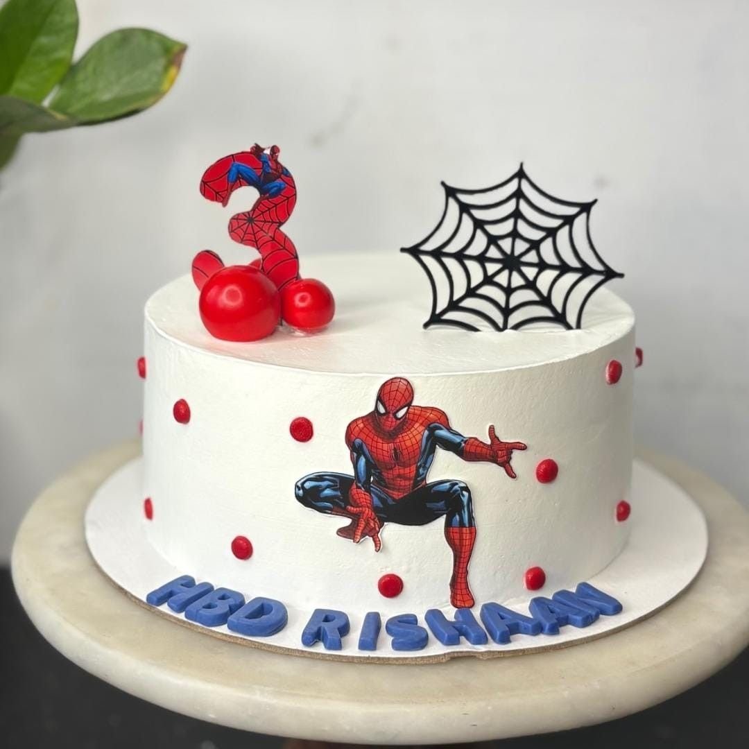 Spiderman Classic White Cream Birthday Cake